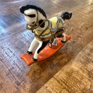 Limoges Rocking Horse Trinket Box with Red Ring Presentation Insert